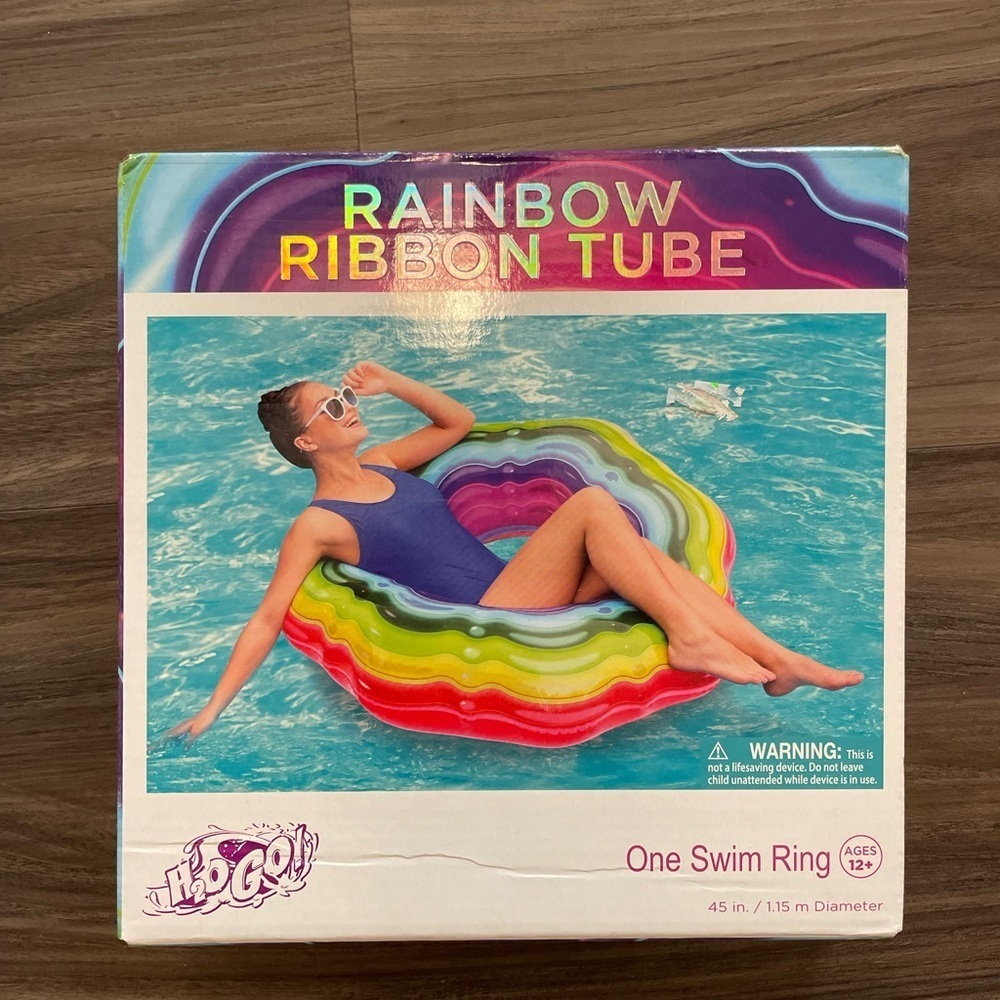H2O Go Rainbow Ribbon Tube Swim Ring -NWT